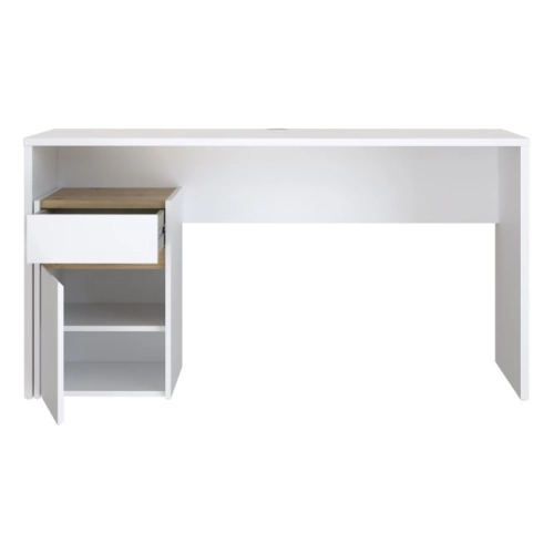 Białe biurko 140x55 cm z szufladą i szafką  Dąb Artisan/Grafit